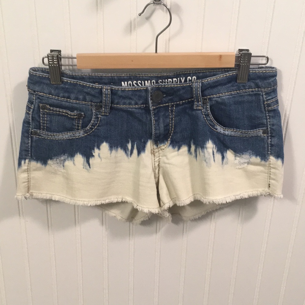 Bleached Raw Edge Cut off bootie denim jean shorts Zipper MOSSIMO Size 5/6